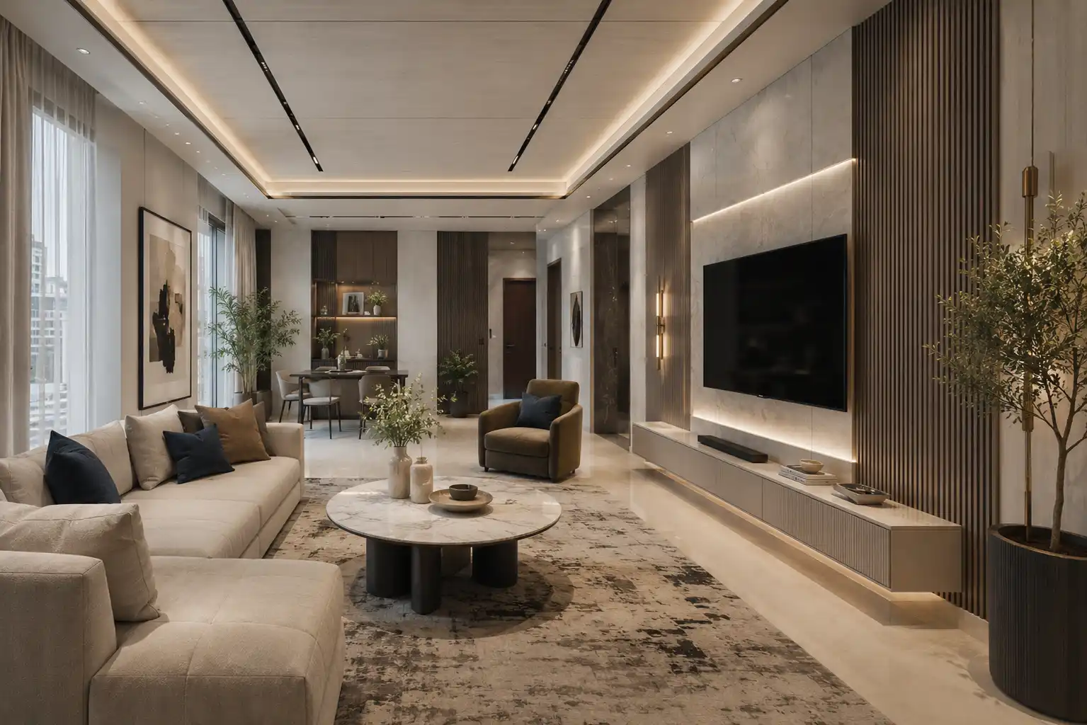 Decorative PVC wall panels in a modern UAE home interior