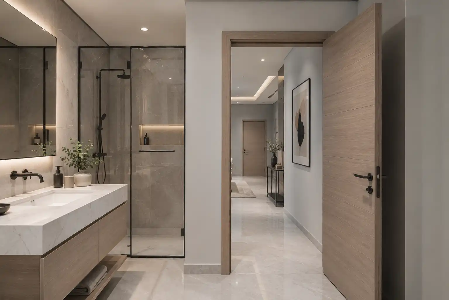 Modern PVC door installed in a contemporary UAE home interior