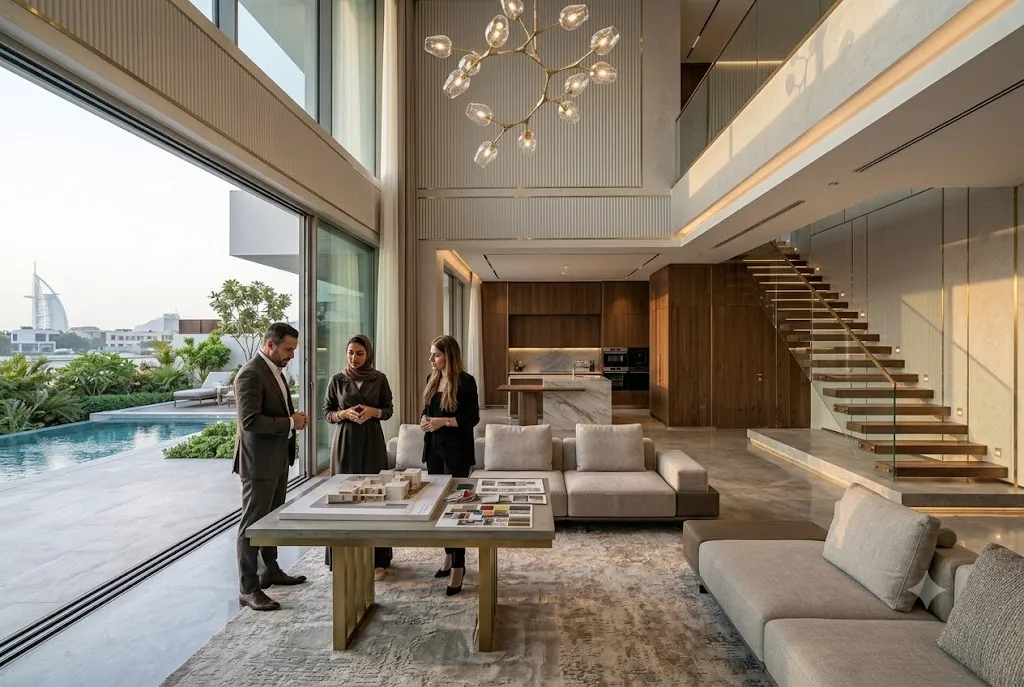 Modern luxury villa renovation project showcasing upgraded interiors in Dubai