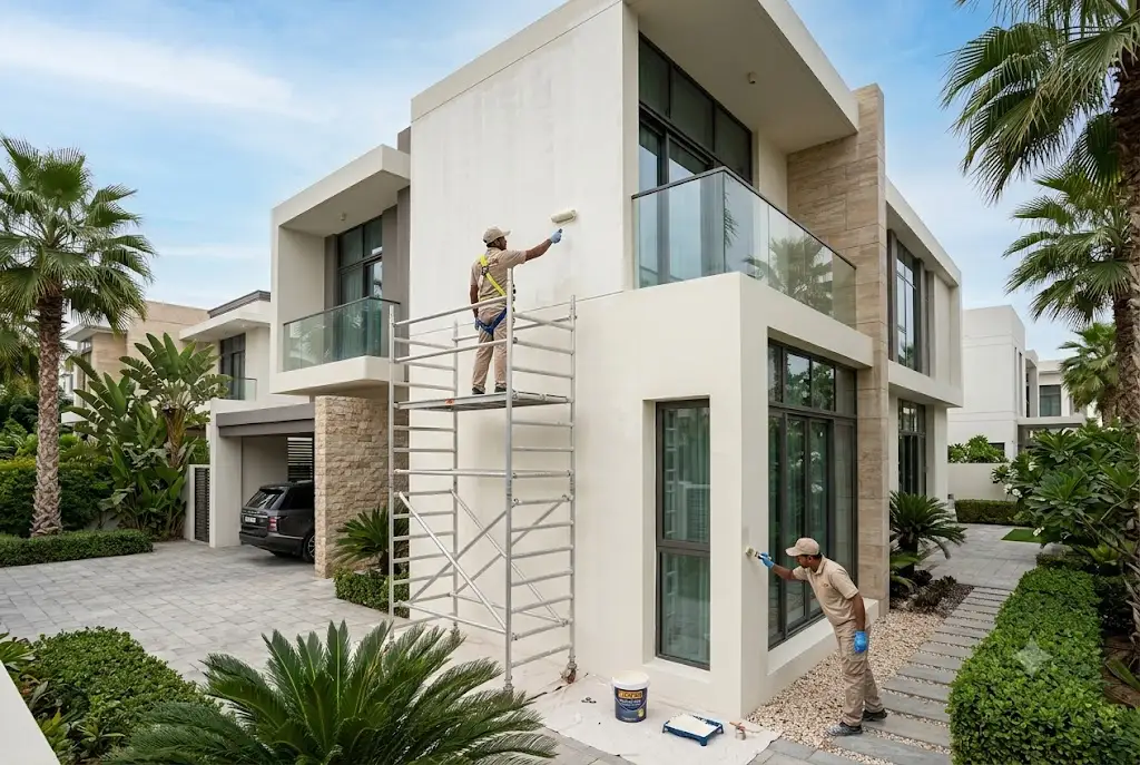 Exterior House Painting on a modern Dubai residential property